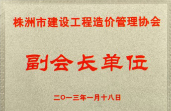株洲市建设工程造价治理协会副会长单位